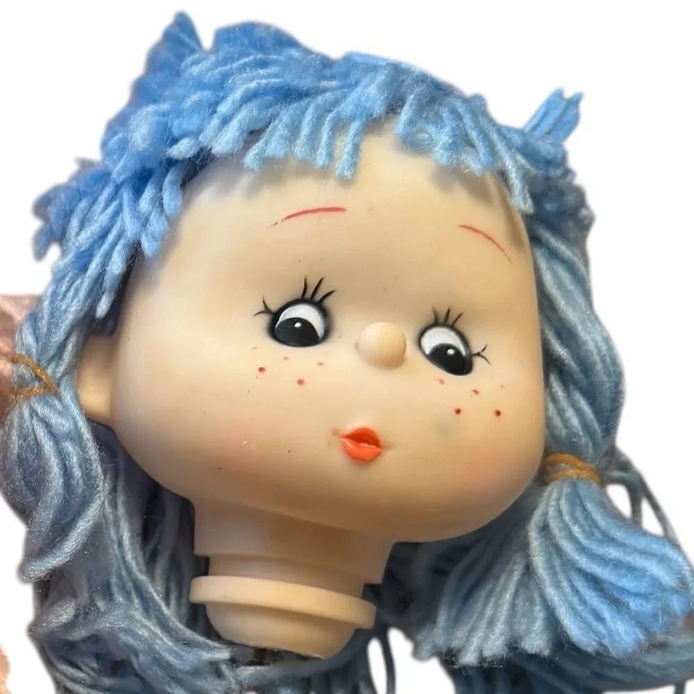 Vintage Mitzy Yarn Hair Freckled Doll Heads and Hands Set of Two New Old Stock
